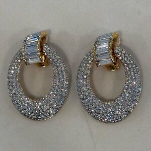 S.A.L. Vintage Signed Crystal and Gold Clip-On Earrings